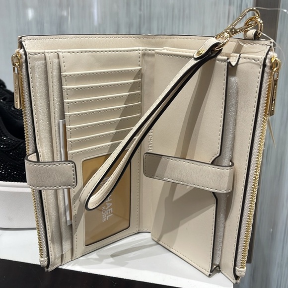 Michael Kors Jet Set Travel Large Double-Zip Wristlet-Wallet-PhoneHolder Pale - Picture 10 of 16